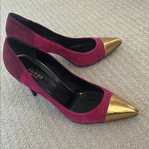 Gucci Women's Pink and Gold Heels